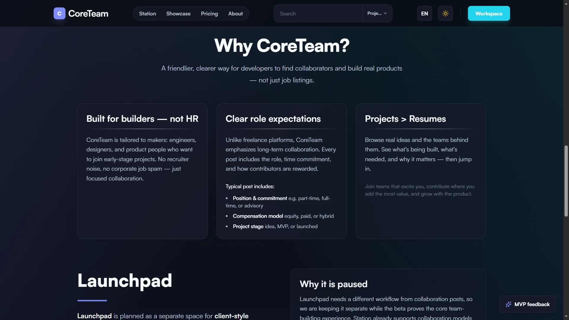 CoreTeam interface screen 3